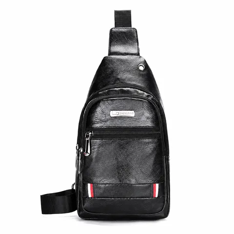 Herren PU Leder Brusttasche Wasserdichte Umhängetasche Sling Bag Lässig Business Schultertasche Urban Minimalistisch Design
