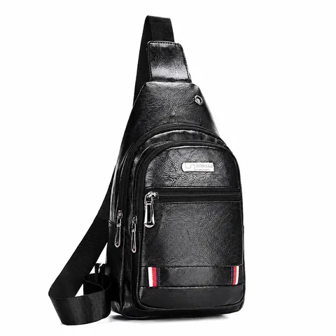 Herren PU Leder Brusttasche Wasserdichte Umhängetasche Sling Bag Lässig Business Schultertasche Urban Minimalistisch Design