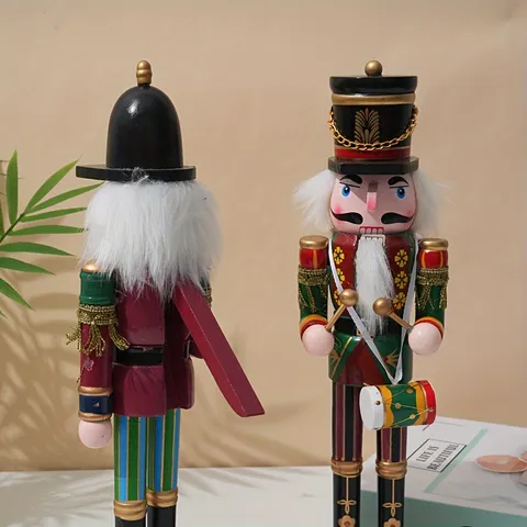 Wooden Nutcracker Soldier Figurine Christmas Holiday Home Decor Traditional Desktop Ornament Collectible Statue