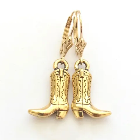 Vintage Western Cowboy Boot Drop Earrings Alloy Electroplated Fashion Jewelry Statement Accessory Gift For Women