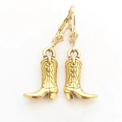 Vintage Western Cowboy Boot Drop Earrings Alloy Electroplated Fashion Jewelry Statement Accessory Gift For Women