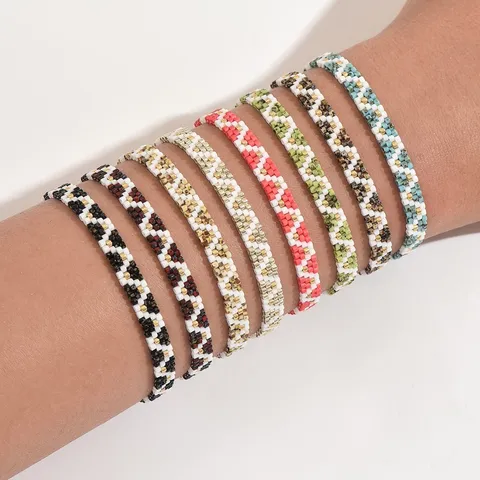 Bracciale Bohemian Miyuki in Perline di Vetro Tessuto a Mano Unisex Geometrico a Triangolo Regolabile Braccialetto Colorato Gioielli
