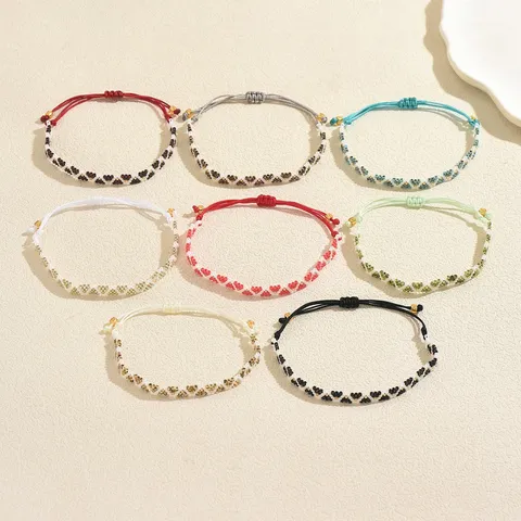 Bracciale Bohemian Miyuki in Perline di Vetro Tessuto a Mano Unisex Geometrico a Triangolo Regolabile Braccialetto Colorato Gioielli