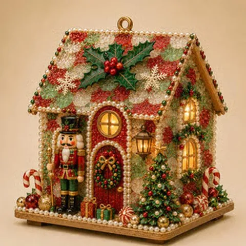 Casa di Natale in Vetro di Mare DIY Ornamento Luminoso in Vetro di Resina Costiera Decorazione da Scrivania Fatta a Mano Regalo di Festa