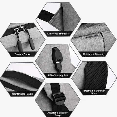 Zaino da Lavoro per Uomo Grande Capacità Viaggio Casual Borsa per Laptop Zaino in Tessuto Oxford Leggero