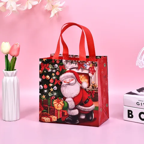 Christmas Non-Woven Gift Bag Santa Claus Sleigh Castle Cartoon Handbag Holiday Party Gift Packaging Storage Bag