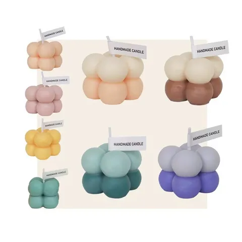 Handmade Cube Bubble Scented Candle Aesthetic Soy Wax Aromatherapy Candle Minimalist Home Decor Cube Candle Gift