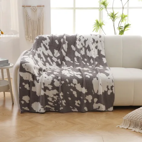 Coperta da Divano Calda e Spessa con Stampa Mucca Coperta da Letto Morbida e Soffice per Soggiorno e Camera da Letto