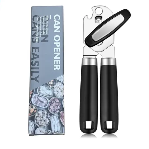 Stainless Steel Can Opener Multi-Functional Manual Bottle Opener Heavy Duty Ergonomic Non-Slip Handle Kitchen Gadget Tool