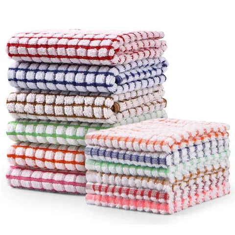 Cotton Kitchen Towel Tableware Dishcloth Absorbent Cleaning Cloth For Cooking Baking And Daily Dish Washing