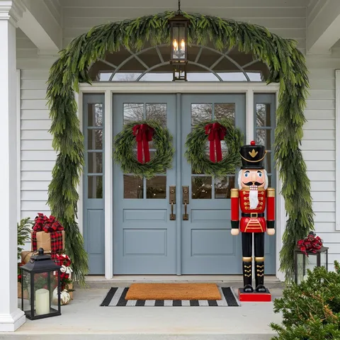 Christmas Norfolk Pine Garland Artificial TPE Green Pine Rattan Hanging Decoration For Stairs Door Home Holiday Party