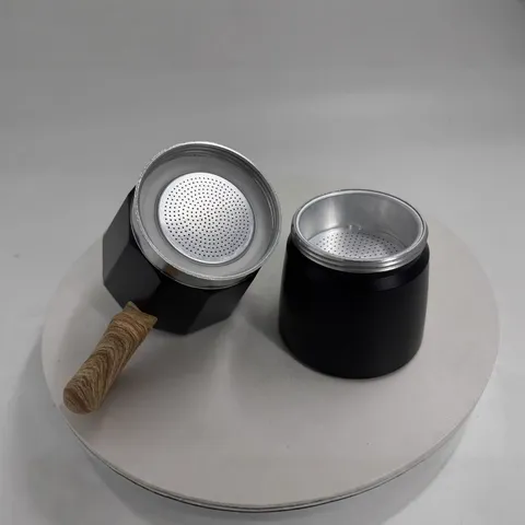 European Style Aluminum Moka Pot Wood Grain Handle Portable Espresso Coffee Maker For Home Kitchen Outdoor Brewing