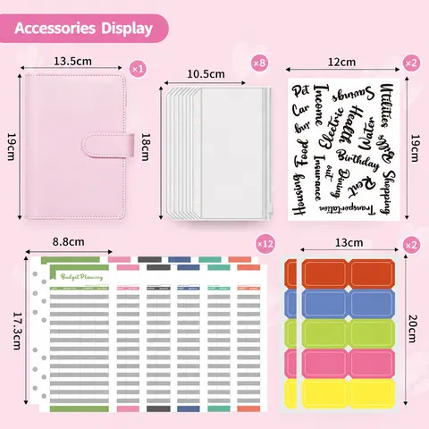 A6 Macaron Cuir PU Feuillets Mobiles Carnet Budget Classeur Planificateur Avec Poches De Classeur Et Feuilles De Budget Pour Bureau École