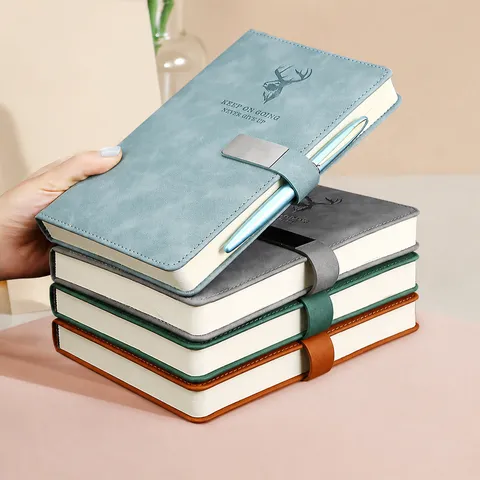 Taccuino d'Affari in Finta Pelle A5 B5 Diario Spesso Con Fibbia in Metallo e Design a Testa di Cervo Per Ufficio Scuola