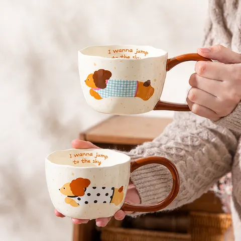Taza de Cerámica de Perro Lindo Creativo con Mango de Oreja Grande Taza de Café de novedad Taza de Agua de Oficina Regalo de Animal Lindo