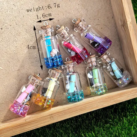 Colgante Creativo de Resina y Vidrio Botella a la Deriva Mini Botella de Mensaje Encanto Para DIY Pendientes Collar Llavero Accesorios de Joyería