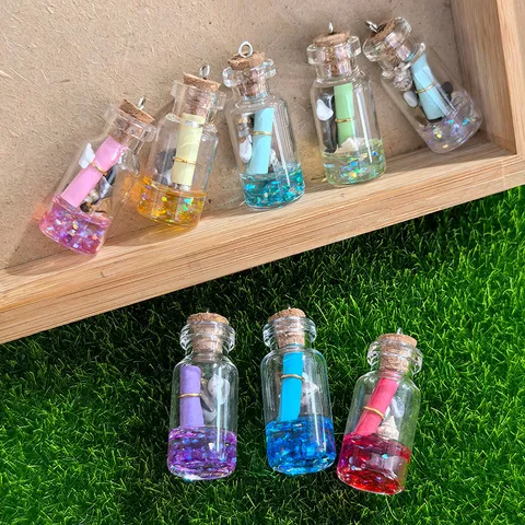 Colgante Creativo de Resina y Vidrio Botella a la Deriva Mini Botella de Mensaje Encanto Para DIY Pendientes Collar Llavero Accesorios de Joyería