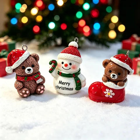Weihnachtsanhänger aus Harz Schneemann Bär Weihnachtsbaum Weihnachtsmütze DIY Ohrringe Halskette Schlüsselanhänger Zubehör