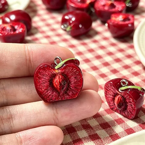 DIY Κρεμαστό Μενταγιόν Κεράσι από Κόκκινη Ρητίνη για Σκουλαρίκια Κολιέ Μπρελόκ Αξεσουάρ Κατασκευής Κοσμημάτων Μινιατούρα