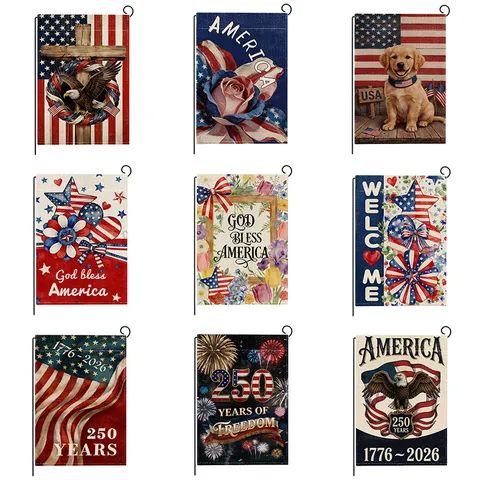 Unabhängigkeitstag Gartenflagge Amerika 250 Jahrestag Gedenken Leinen Garten Banner Patriotische Außendekoration
