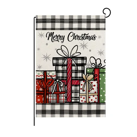 Christmas Garden Flag Linen Double Sided Yard Nutcracker Snowman Flag Winter Holiday Outdoor Party Decorative Hanging Flag