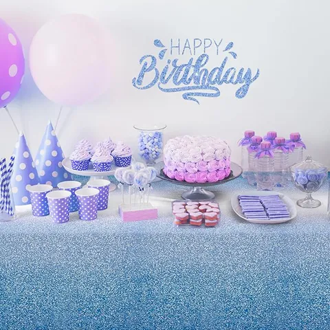 Nappe en Plastique Bleu Dégradé Jetable Imperméable Housse de Table Pour Mariage Anniversaire Fête Décoration de Table
