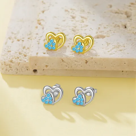 Hartvormige Zirconia Oorknopjes Voor Vrouwen 304 Roestvrij Staal Echt Gouden Plating Franse Vintage Mode Sieraden