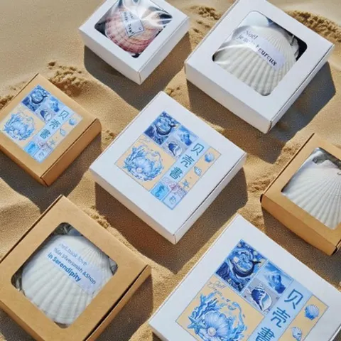 Cuaderno de Planificación de Hojas Sueltas de Concha Natural Cadena de Perlas Hecha a Mano Diario Creativo Moderno Regalo