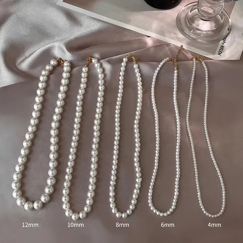 Franse Luie Stijl Elegante Kunstparel Halskette Voor Dames Vergulde Sleutelbeinketting Mode Sieraden Cadeau