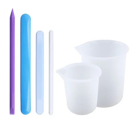 Kit di Attrezzi con Bastoncino di Agitazione Misurino e Antischiuma in Silicone per Resina Epossidica Accessori per Creazioni