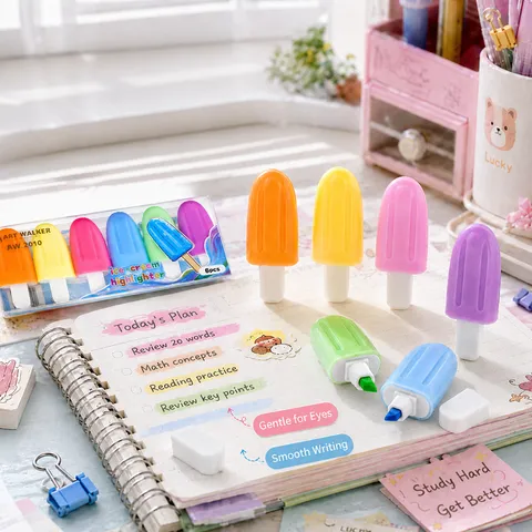 Ice Cream Shaped Mini Highlighter Cute Macaron Color Portable Marker Pens For Student School Office Stationery