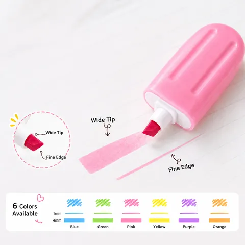 Ice Cream Shaped Mini Highlighter Cute Macaron Color Portable Marker Pens For Student School Office Stationery