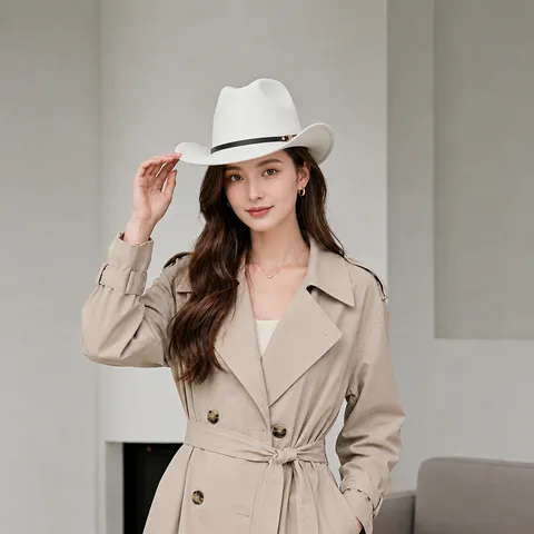 British Retro Western Cowboy Hat Men Women Fashion Wool Felt Fedora Hat Wide Brim Casual Sun Hat Vintage Jazz Cap