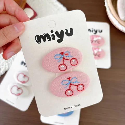 Cute Embroidered Fabric Hair Clips For Girls Cartoon Animal Fruit Pattern Hair Pins Sweet Bow Baby Hair Accessories Handcrafted Daily Kids Hair Jewelry