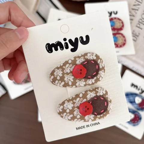Cute Children Fabric Hair Clips Plaid Floral Heart BB Clips Sweet Handmade Hair Accessories For Girls Toddler Kids Daily Styling