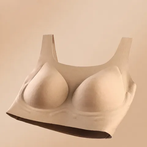 Women's Seamless Invisible Cotton Bra Wireless Gathering Anti-sagging Thin Breathable Fixed Cup Support Lingerie Everyday Top