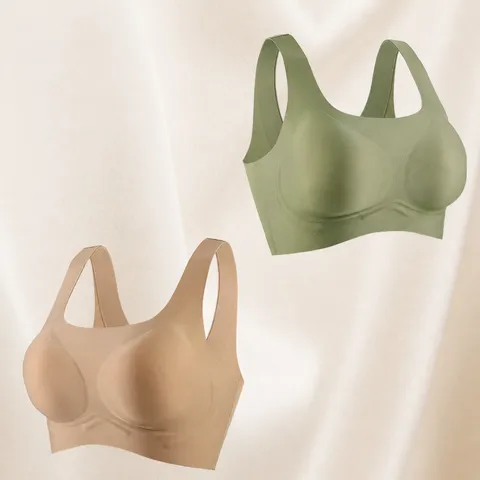 Women's Seamless Invisible Cotton Bra Wireless Gathering Anti-sagging Thin Breathable Fixed Cup Support Lingerie Everyday Top