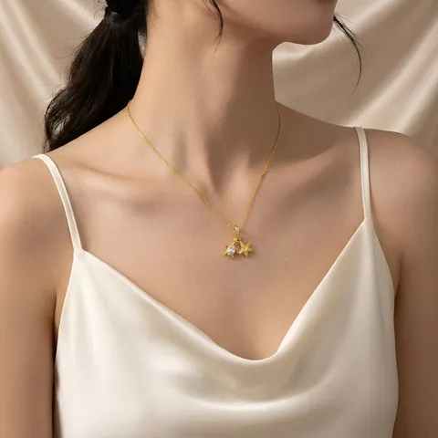 Collana con Ciondolo a Forma di Tartaruga Marina e Stella Marina in Rame Stile Oceano per Donna Collana a Catena da Spiaggia con Strass Gioielli Regalo