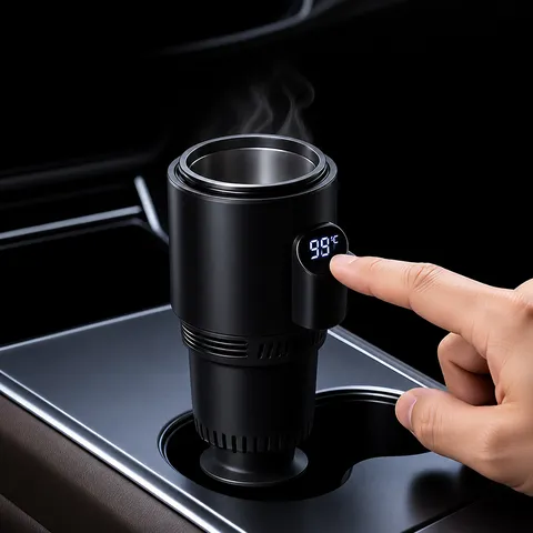 Smart Car Hot and Cold Cup Portable Beverage Cooler and Warmer 12V Car Cup Holder with Digital Temperature Display