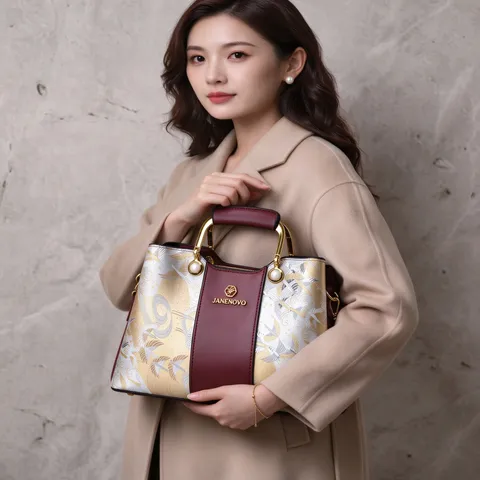 Chinese Style Luxury PU Leather Top Handle Handbag Cloud Embroidery Shoulder Bag Patchwork Crossbody Tote Wallet Gift For Mother Women