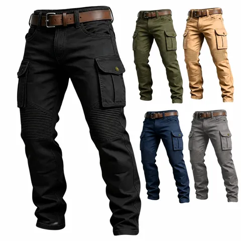Men's 100% Cotton Cargo Pants Multi-Pocket Tactical Outdoor Casual Trousers Patchwork Straight Leg Work Pants For Men