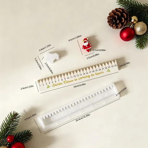 Moule en Silicone de Calendrier de Compte à Rebours de Noël 25 Jours Kit de Moule en Résine Bougie Plâtre