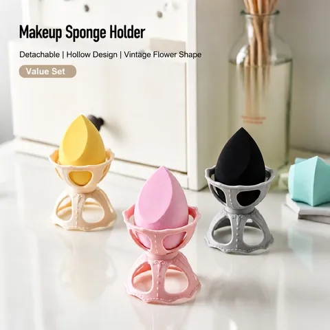 Nordisch Kunststoff Make-up Schwamm Halter Durchbrochen Puderquaste Trockengestell Kosmetik Aufbewahrung Organizer Für Damen