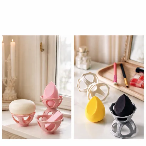 Nordisch Kunststoff Make-up Schwamm Halter Durchbrochen Puderquaste Trockengestell Kosmetik Aufbewahrung Organizer Für Damen