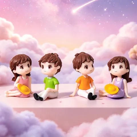 Modern Cute Cartoon Miniature Couple Figurine Decorative Plastic PVC Injection Molding Character Desk Ornament Gift