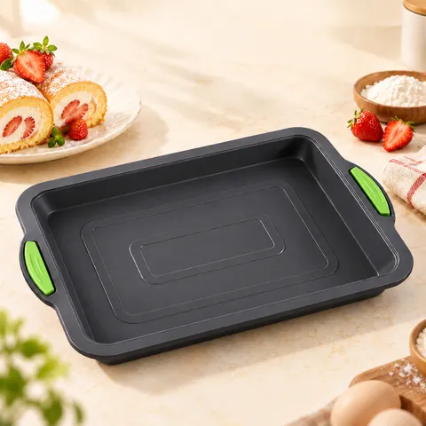 Rectangular Brownie Baking Pan Food Grade Silicone Non Stick Cake Mold With Handles Heat Resistant Oven Bakeware Tool