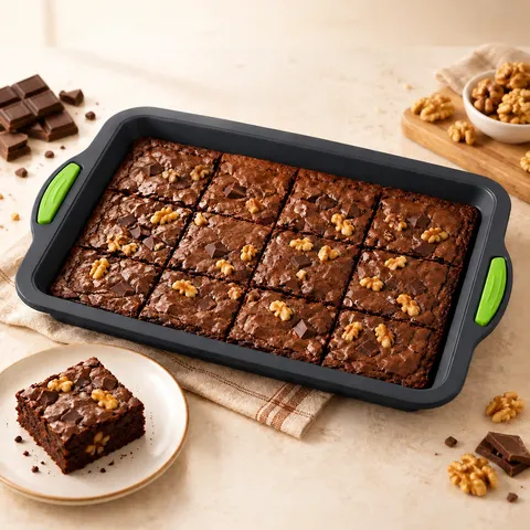 Rectangular Brownie Baking Pan Food Grade Silicone Non Stick Cake Mold With Handles Heat Resistant Oven Bakeware Tool