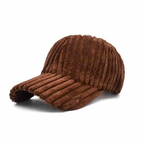 Corduroy Baseball Cap Striped Retro Adjustable Peaked Hat Casual Vintage Style For Autumn Winter Outdoor Unisex