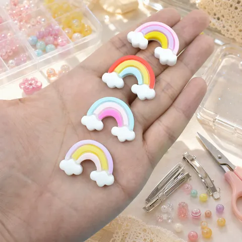 Harz Regenbogen Wolke Flatback Cabochon Zubehör Für Kopfschmuck Handyhülle Schreibwaren Box Dekoration Handgemachte Bastelbedarf