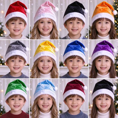 Gorro De Navidad De Felpa Corta Sombrero De Papa Noel Para Adultos Decoracion De Fiesta Festiva Colorido Suave